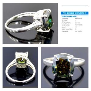 6 ct genuine fancy green moissanite diamond gem. Specialty lab created